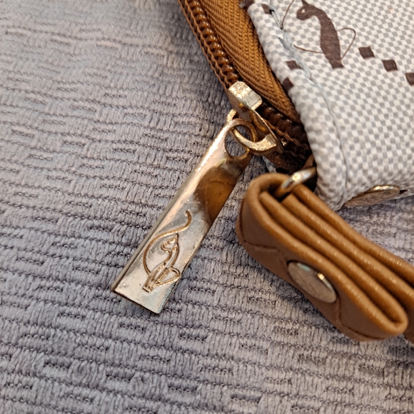 Baby Phat Tan Brown & Red Logo Single Zip Wristlet Wallet Clutch - Picture 5 of 7